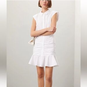 Veronica Beard White Ruched Mini Dress